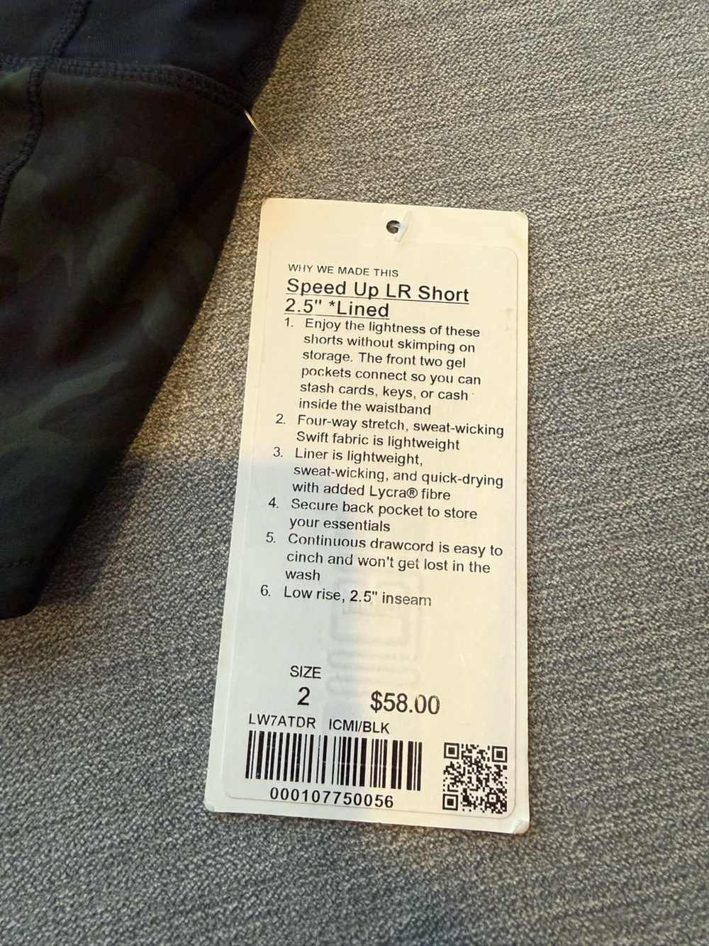 NWT! Lululemon Speed Up 2.5” Inseam Shorts Black & Green Camo - Picture 2 of 11